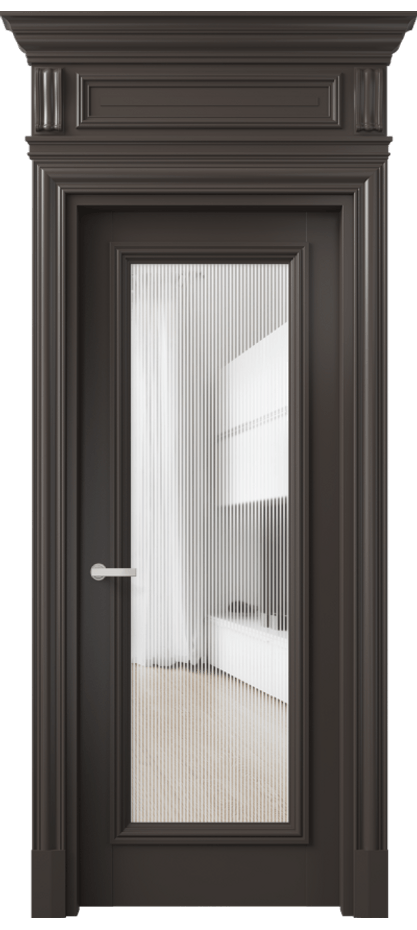 Межкомнатная дверь Antique 7300 Бук антрацит Рифлёное стекло "Дюна", триплекс, 8 мм Цена 794870 ₸ | Volhovec