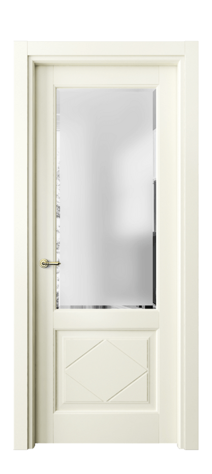 Межкомнатная дверь Toscana Rombo 6342 Бук молочно-белый Сатинированное стекло с фацетом Цена 468240 ₸ | Volhovec