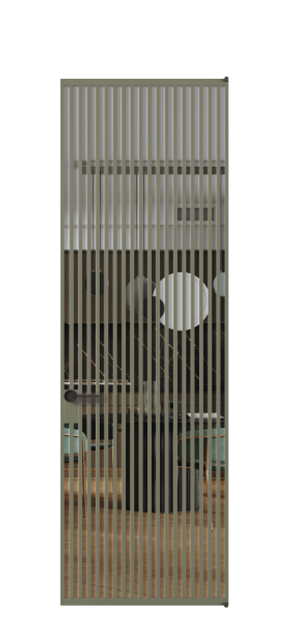 Алюминиевая дверь АЛПЛ040.06 Алюминий оливковый тёмный Прозрачное стекло "Crystal Vision", калёное, 6 мм Цена 1142240  | Volhovec