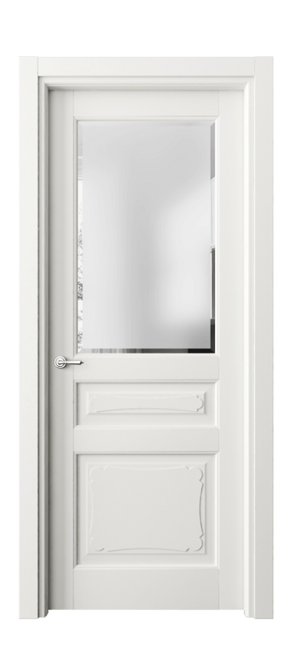 Межкомнатная дверь Тоскана Элегантэ 6324 Матовый серый Сатинированное стекло с фацетом Цена 762796 ₸ | Volhovec