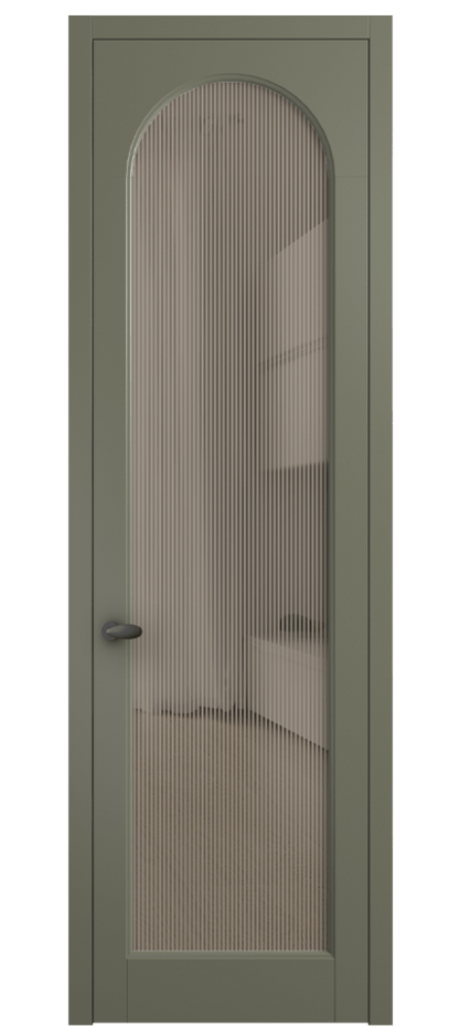 Межкомнатная дверь Палаццо 6804 Матовый оливковый тёмный Рифлёное бронзовое стекло "Дюна", триплекс Цена 778899 ₸ | Volhovec
