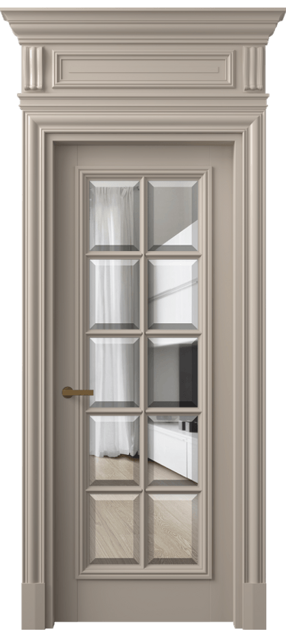 Межкомнатная дверь Антик 7310 Матовый бисквитный Прозрачное стекло с фацетом Цена 1373720 ₸ | Volhovec