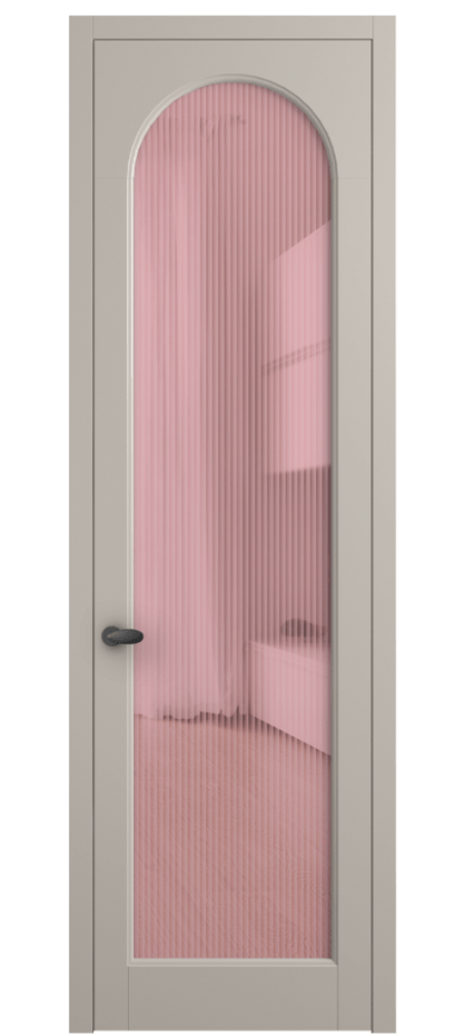 Межкомнатная дверь Палаццо 6804 Матовый светло-бежевый Рифлёное розовое стекло "Moru", триплекс Цена 794019 ₸ | Volhovec