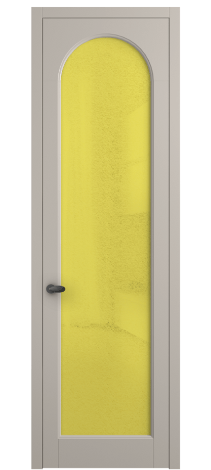Межкомнатная дверь Палаццо 6804 Матовый светло-бежевый Фактурное жёлтое стекло "Лёд", триплекс Цена 778899 ₸ | Volhovec