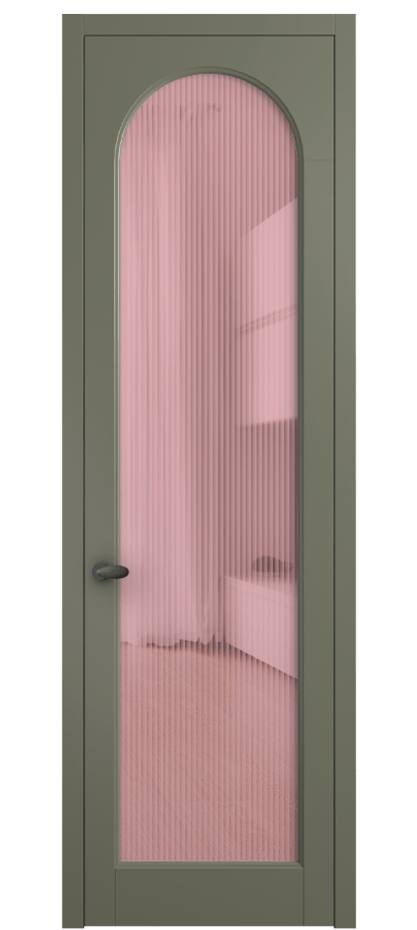 Межкомнатная дверь Палаццо 6804 Матовый оливковый тёмный Рифлёное розовое стекло "Moru", триплекс Цена 794019 ₸ | Volhovec