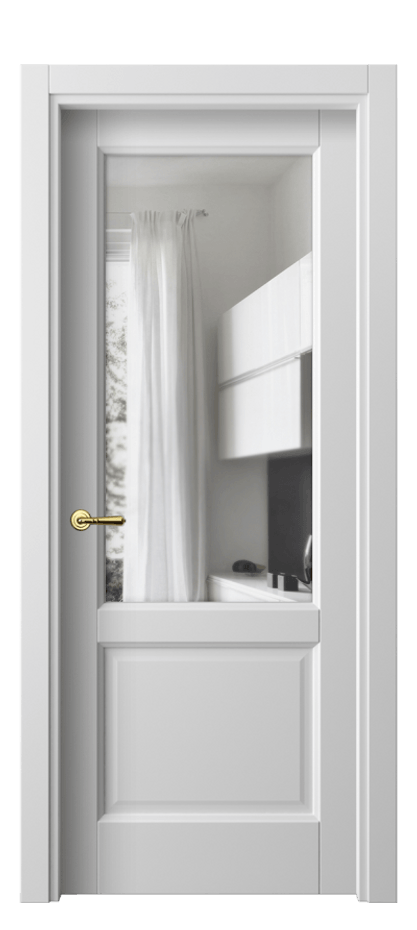 Межкомнатная дверь Галант 1422 Матовый белоснежный Прозрачное стекло Цена 327151 ₸ | Volhovec