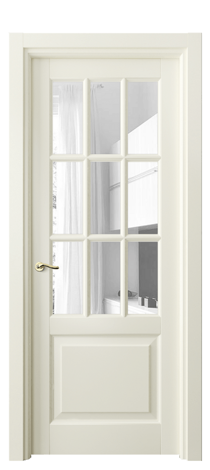 Межкомнатная дверь Лигнум 0748 Матовый молочно-белый Прозрачное стекло Цена 907192 ₸ | Volhovec