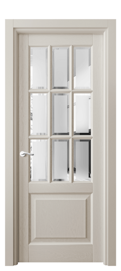 Межкомнатная дверь Лигнум 0748 Дуб светло-бежевый Сатинированное стекло с фацетом Цена 1218664 ₸ | Volhovec