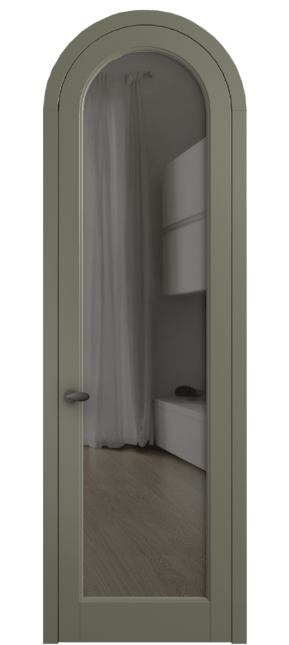 Межкомнатная дверь Палаццо 6814 Матовый оливковый тёмный Прозрачное серое стекло, триплекс Цена 969638 ₸ | Volhovec