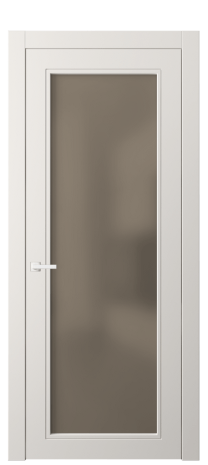 Межкомнатная дверь Neo Classic 8000 Матовый пудровый белый Сатинированное бронзовое стекло, триплекс, 8 мм Цена 300010 ₸ | Volhovec
