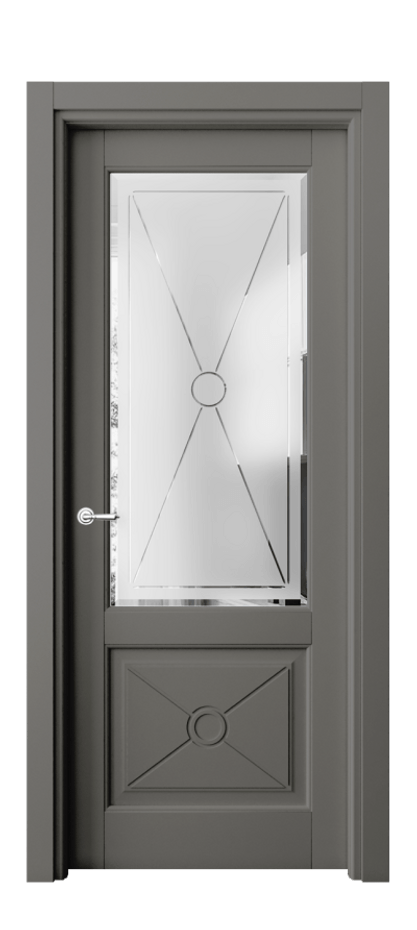 Межкомнатная дверь Тоскана Литера 6362 Матовый классический серый Сатинированное стекло с гравировкой «LITERA» Цена 820252 ₸ | Volhovec