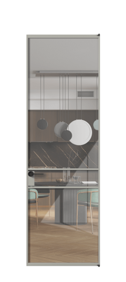 Алюминиевая дверь АЛПЛ040.02 Алюминий нейтральный серый Рефлективное прозрачное стекло "Стопсол", калёное Цена 1196975  | Volhovec