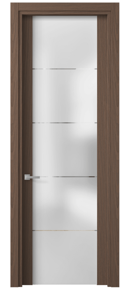 Межкомнатная дверь Planum 4114 Дуб кофейный матовый Сатинированное стекло с гравировкой «КВАДРО», триплекс Цена 531640 ₸ | Volhovec