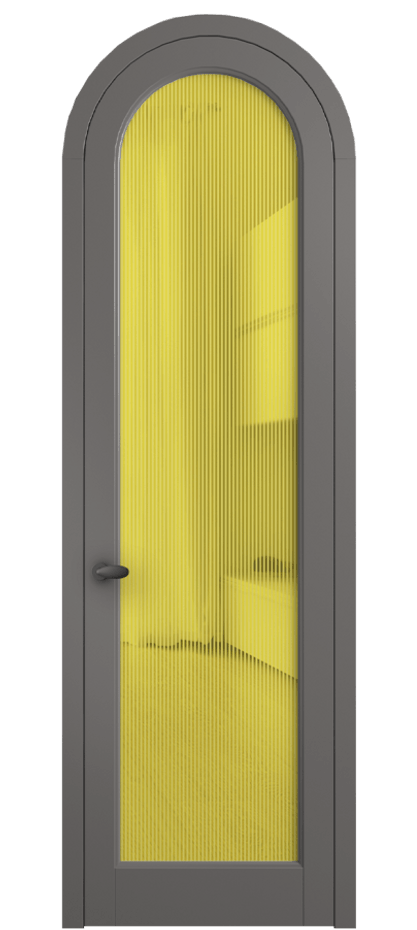 Межкомнатная дверь Palazzo 6814 Матовый классический серый Рифлёное желтое стекло "Дюна", триплекс Цена 818400 ₸ | Volhovec