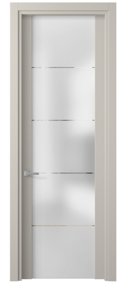 Межкомнатная дверь Планум 4114 ПЭТ светло-серый Сатинированное стекло с гравировкой «КВАДРО», триплекс Цена 245995 ₸ | Volhovec