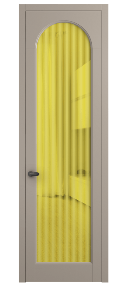 Межкомнатная дверь Палаццо 6804 Матовый бисквитный Рифлёное желтое стекло "Дюна", триплекс Цена 778899 ₸ | Volhovec
