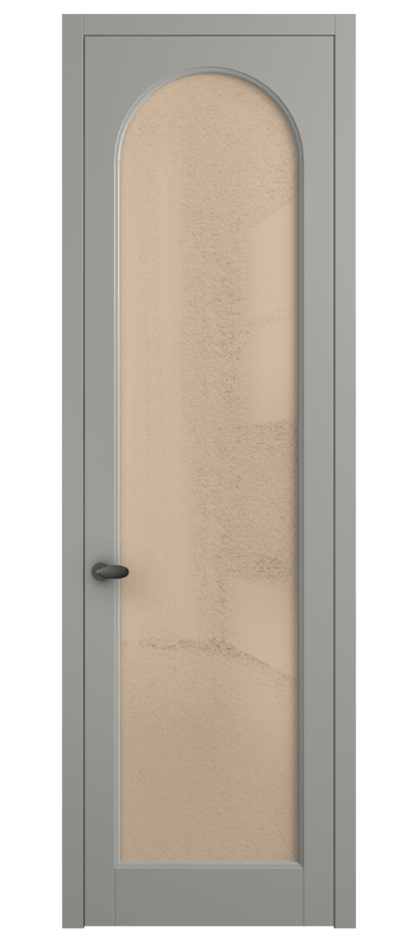 Межкомнатная дверь Palazzo 6804 Матовый нейтральный серый Фактурное оранжевое стекло "Лёд", триплекс Цена 642900 ₸ | Volhovec