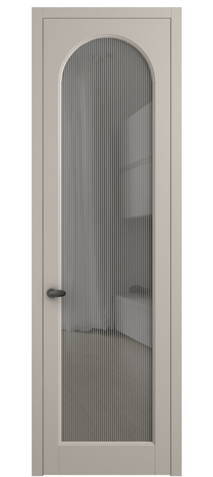 Межкомнатная дверь Палаццо 6804 Матовый светло-бежевый Рифлёное серое стекло "Дюна", триплекс Цена 778899 ₸ | Volhovec