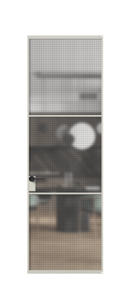 Алюминиевая дверь АЛПЛ040.03 Алюминий тёплый серый Декоративное стекло с сеткой "Mesh silver", триплекс Цена 813510  | Volhovec