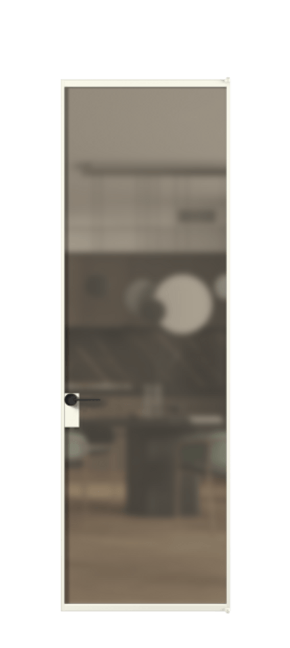 Алюминиевая дверь АЛПЛ040.01 Алюминий жемчужный Сатинированное бронзовое стекло, триплекс Цена 743621  | Volhovec