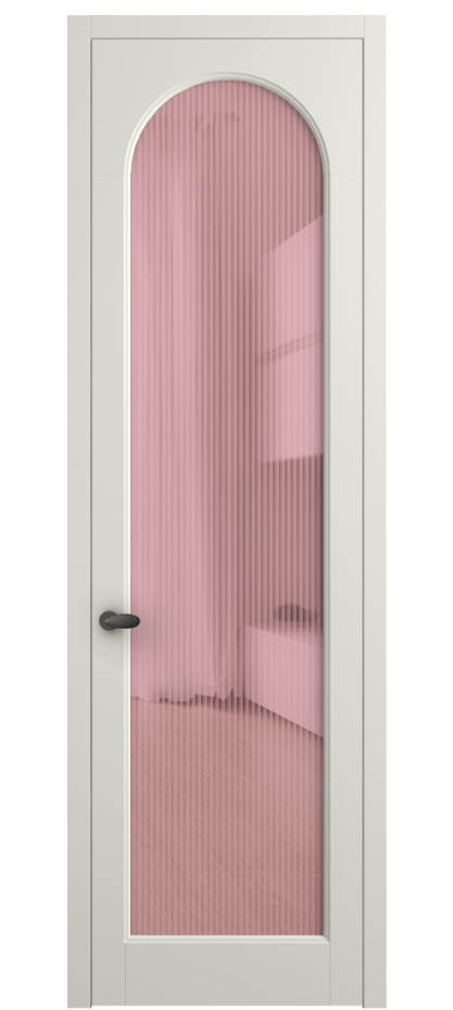 Межкомнатная дверь Палаццо 6804 Матовый жемчужный Рифлёное розовое стекло "Moru", триплекс Цена 794019 ₸ | Volhovec