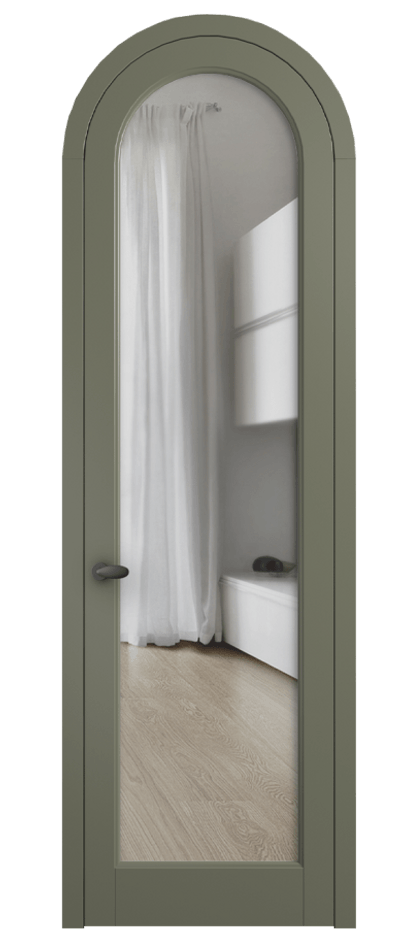 Межкомнатная дверь Палаццо 6814 Матовый оливковый тёмный Прозрачное стекло Цена 969638 ₸ | Volhovec