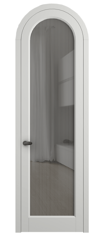 Межкомнатная дверь Палаццо 6814 Матовый светло-серый Рифлёное серое стекло "Moru", триплекс Цена 1006682 ₸ | Volhovec