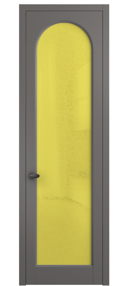 Межкомнатная дверь Палаццо 6804 Матовый классический серый Фактурное жёлтое стекло "Лёд", триплекс Цена 778899 ₸ | Volhovec