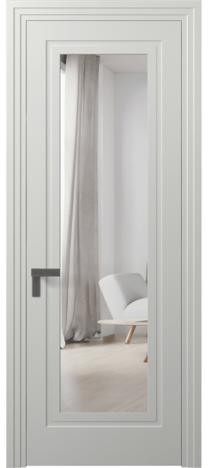 Межкомнатная дверь Rocca 8303 Матовый светло-серый Двустороннее зеркало, триплекс, 7 мм Цена 388871 ₸ | Volhovec