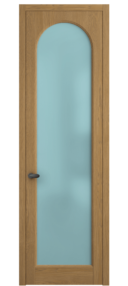 Межкомнатная дверь Palazzo 6804 Дуб солнечный матовый Сатинированное голубое стекло, триплекс, 6мм Цена 871200 ₸ | Volhovec