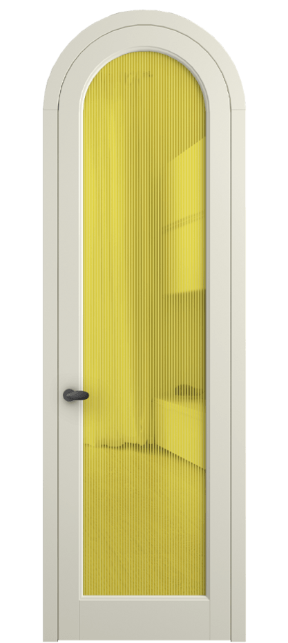 Межкомнатная дверь Palazzo 6814 Матовый молочно-белый Рифлёное желтое стекло "Дюна", триплекс Цена 818400 ₸ | Volhovec