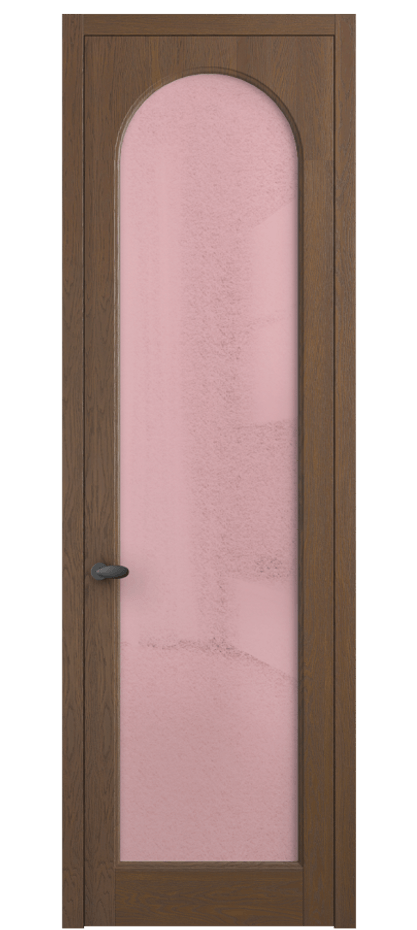 Межкомнатная дверь Палаццо 6804 Дуб каштановый матовый Фактурное розовое стекло "Лёд", триплекс Цена 1198479 ₸ | Volhovec