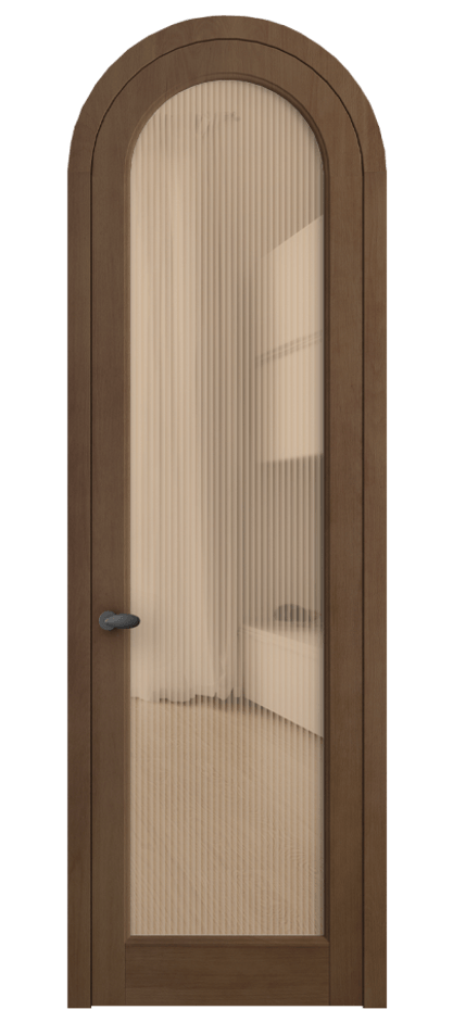 Межкомнатная дверь Палаццо 6814 Бук тёмный матовый Рифлёное оранжевое стекло "Moru", триплекс Цена 1358827 ₸ | Volhovec