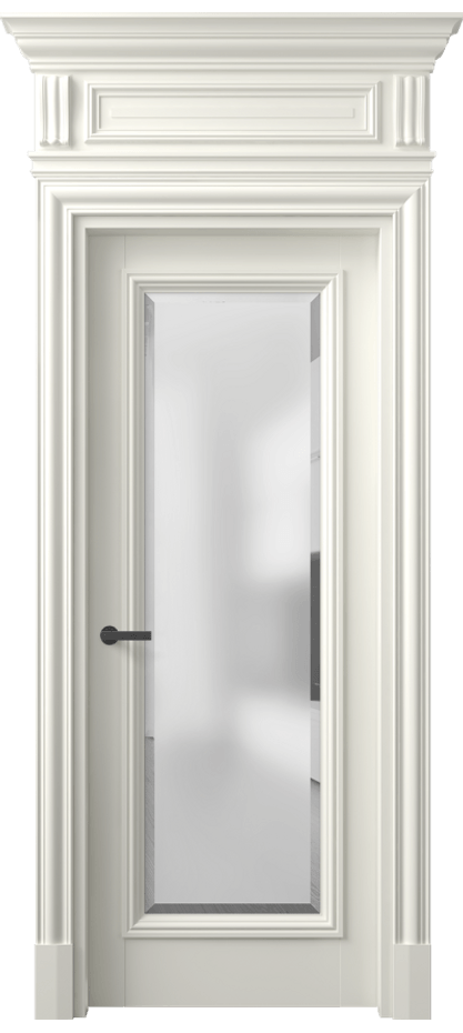 Межкомнатная дверь Антик 7300 Матовый жемчужный Сатинированное стекло с фацетом Цена 1227056 ₸ | Volhovec