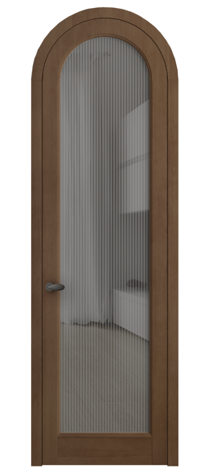 Межкомнатная дверь Палаццо 6814 Бук тёмный матовый Рифлёное серое стекло "Мору", триплекс Цена 1358827 ₸ | Volhovec