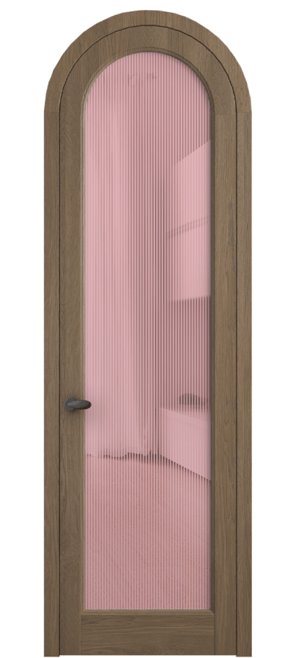 Межкомнатная дверь Палаццо 6814 Дуб джутовый матовый Рифлёное розовое стекло "Дюна", триплекс Цена 1637866 ₸ | Volhovec