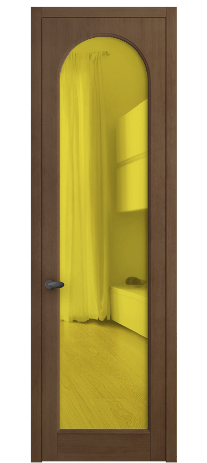 Межкомнатная дверь Palazzo 6804 Бук тёмный матовый Прозрачное жёлтое стекло, триплекс, 6мм Цена 712800 ₸ | Volhovec