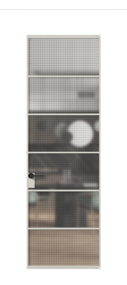 Алюминиевая дверь АЛПЛ040.04 Алюминий тёплый серый Декоративное стекло с сеткой "Mesh silver", триплекс, 6 мм Цена 759860  | Volhovec