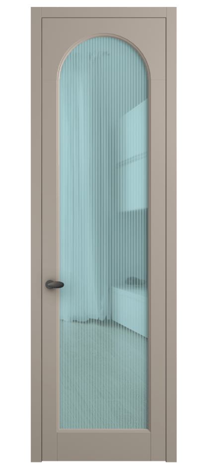 Межкомнатная дверь Палаццо 6804 Матовый бисквитный Рифлёное голубое стекло "Мору", триплекс Цена 794019 ₸ | Volhovec