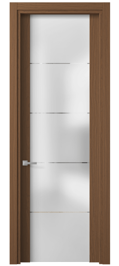 Межкомнатная дверь Planum 4114 Дуб шоколадный Сатинированное стекло с гравировкой «КВАДРО», триплекс Цена 407470 ₸ | Volhovec