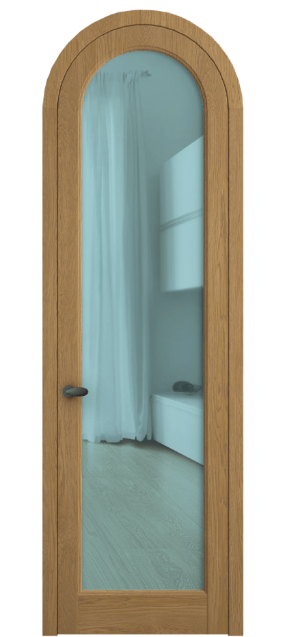 Межкомнатная дверь Palazzo 6814 Дуб солнечный матовый Прозрачное голубое стекло, триплекс, 6мм Цена 1211400 ₸ | Volhovec