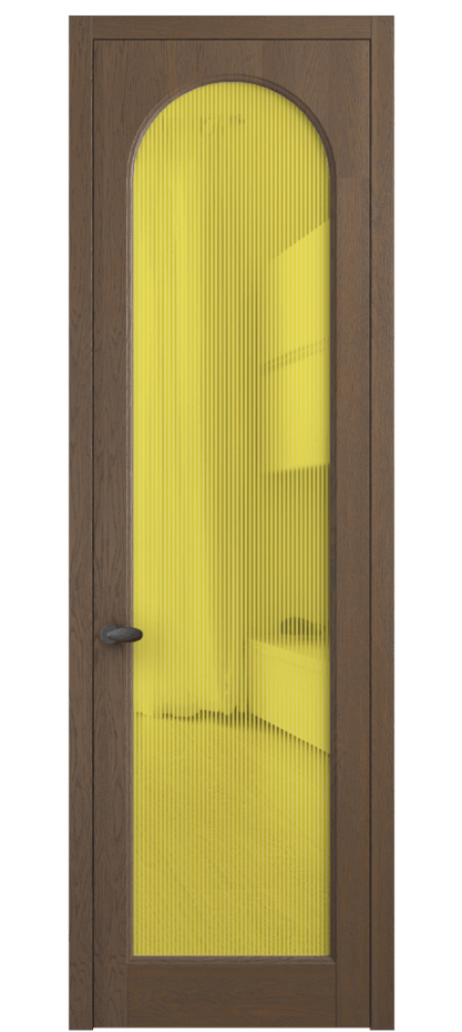 Межкомнатная дверь Палаццо 6804 Дуб туманный матовый Рифлёное желтое стекло "Дюна", триплекс Цена 1165971 ₸ | Volhovec