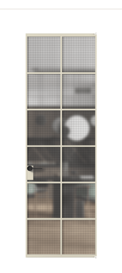 Алюминиевая дверь АЛПЛ040.05 Алюминий бежево-серый Декоративное стекло с сеткой "Mesh silver", триплекс, 6 мм Цена 759860  | Volhovec