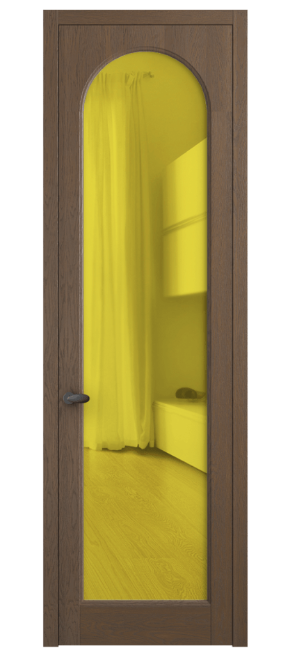 Межкомнатная дверь Palazzo 6804 Дуб туманный матовый Прозрачное жёлтое стекло, триплекс, 6мм Цена 871200 ₸ | Volhovec