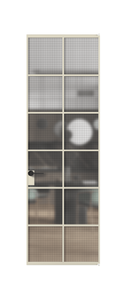 Алюминиевая дверь АЛПЛ040.05 Алюминий бежево-серый Декоративное стекло с сеткой "Mesh silver", триплекс Цена 841960  | Volhovec