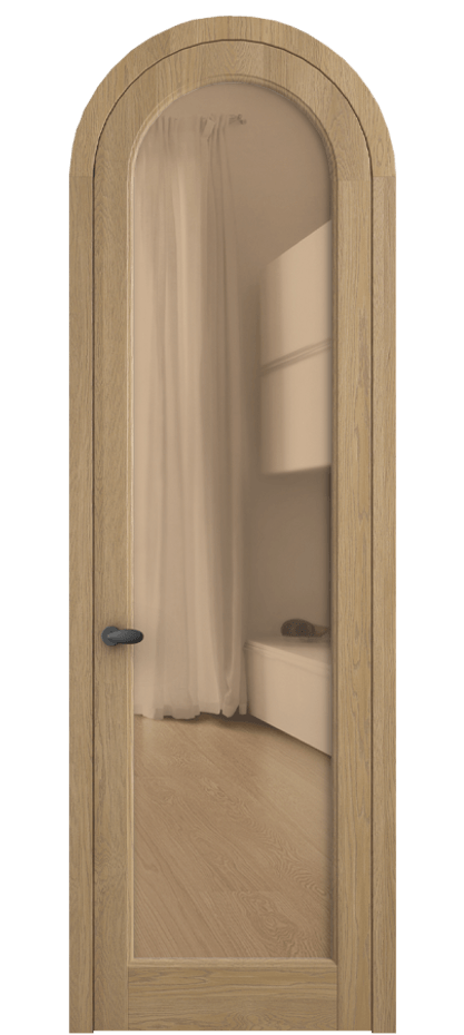 Межкомнатная дверь Palazzo 6814 Дуб соломенный матовый Прозрачное оранжевое стекло, триплекс, 6мм Цена 1211400 ₸ | Volhovec