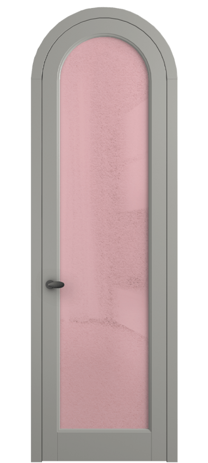 Межкомнатная дверь Палаццо 6814 Матовый нейтральный серый Фактурное розовое стекло "Лёд", триплекс Цена 991562 ₸ | Volhovec