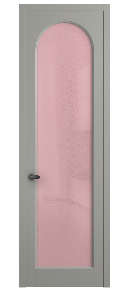 Межкомнатная дверь Палаццо 6804 Матовый нейтральный серый Фактурное розовое стекло "Лёд", триплекс Цена 778899 ₸ | Volhovec