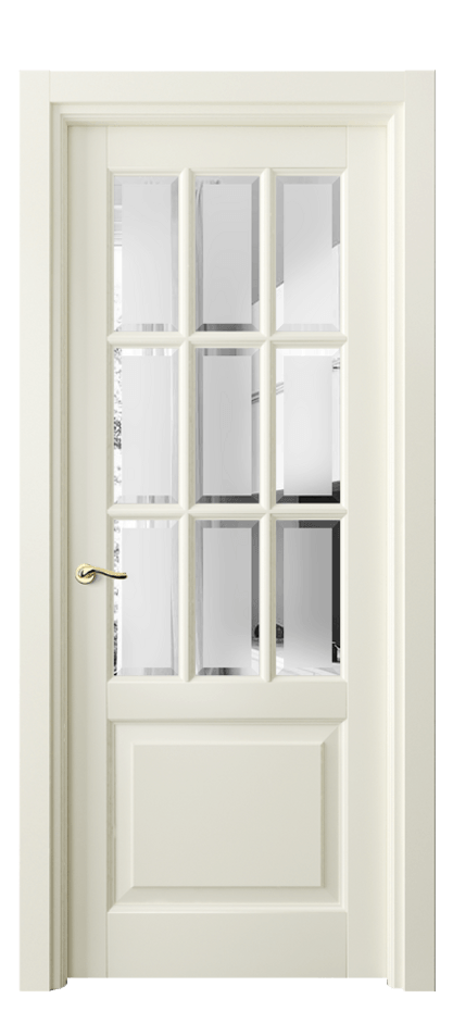 Межкомнатная дверь Лигнум 0748 Матовый молочно-белый Сатинированное стекло с фацетом Цена 907192 ₸ | Volhovec