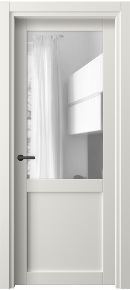 Межкомнатная дверь Нео 2122 ПЭТ белоснежный Прозрачное стекло, триплекс Цена 230572 ₸ | Volhovec